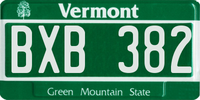 VT license plate BXB382