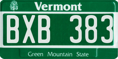 VT license plate BXB383