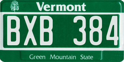VT license plate BXB384