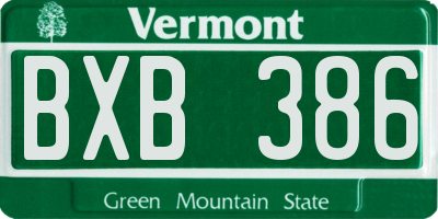 VT license plate BXB386