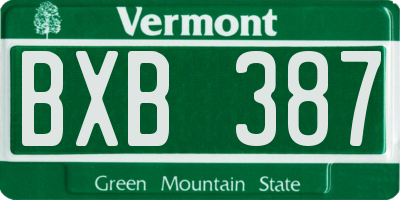 VT license plate BXB387