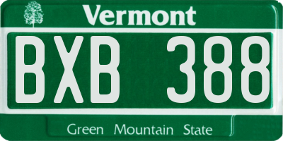 VT license plate BXB388
