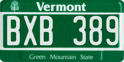 VT license plate BXB389