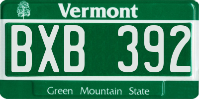 VT license plate BXB392