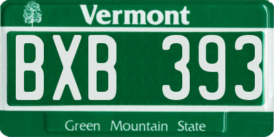 VT license plate BXB393