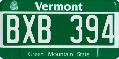 VT license plate BXB394