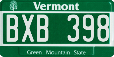 VT license plate BXB398