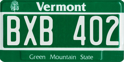 VT license plate BXB402