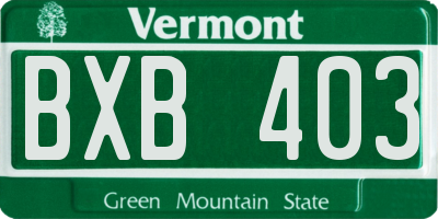 VT license plate BXB403