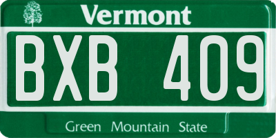 VT license plate BXB409