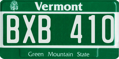 VT license plate BXB410