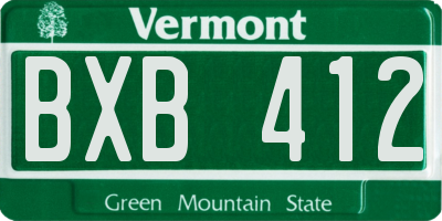 VT license plate BXB412