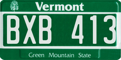 VT license plate BXB413
