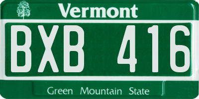 VT license plate BXB416