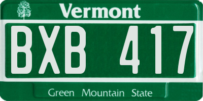 VT license plate BXB417