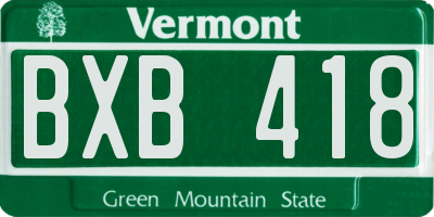 VT license plate BXB418
