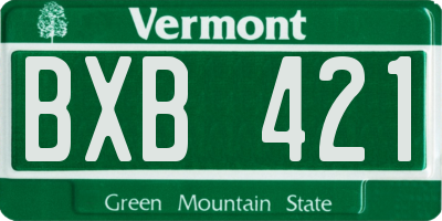 VT license plate BXB421