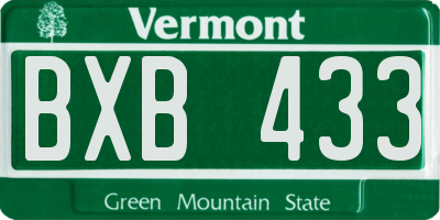 VT license plate BXB433