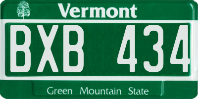 VT license plate BXB434