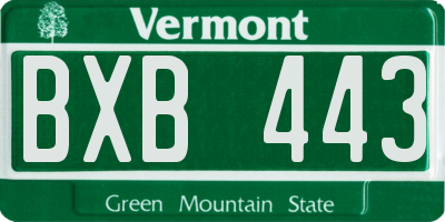 VT license plate BXB443