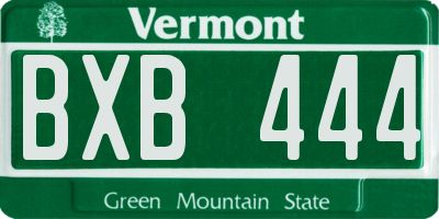 VT license plate BXB444
