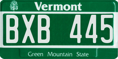 VT license plate BXB445