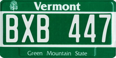 VT license plate BXB447