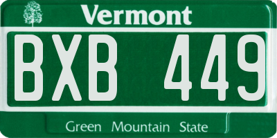 VT license plate BXB449