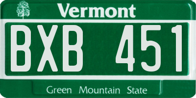 VT license plate BXB451