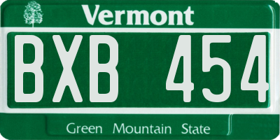 VT license plate BXB454