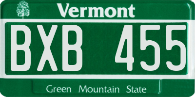 VT license plate BXB455