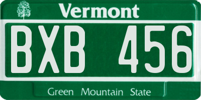 VT license plate BXB456