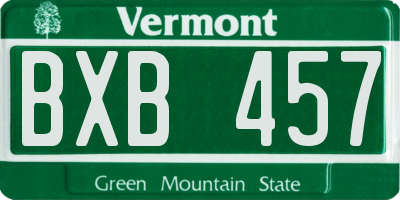 VT license plate BXB457