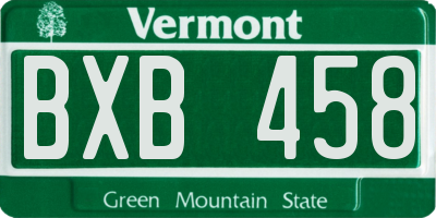 VT license plate BXB458