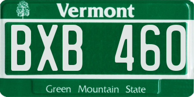 VT license plate BXB460