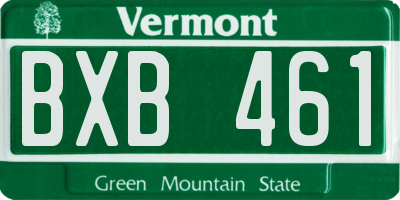 VT license plate BXB461