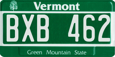 VT license plate BXB462