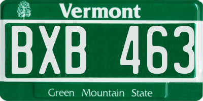 VT license plate BXB463