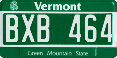 VT license plate BXB464