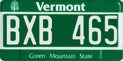 VT license plate BXB465