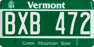 VT license plate BXB472