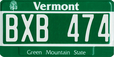 VT license plate BXB474