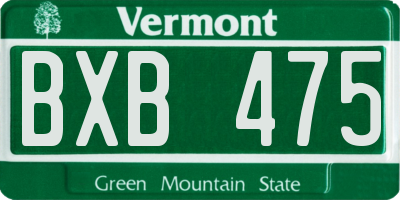 VT license plate BXB475