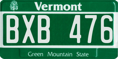 VT license plate BXB476