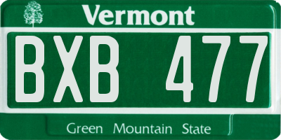 VT license plate BXB477