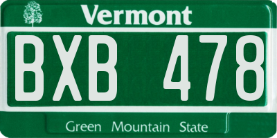 VT license plate BXB478