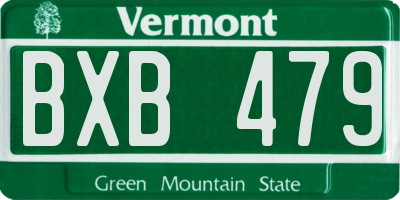 VT license plate BXB479