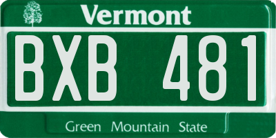 VT license plate BXB481