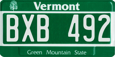 VT license plate BXB492