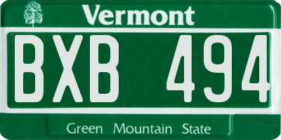 VT license plate BXB494